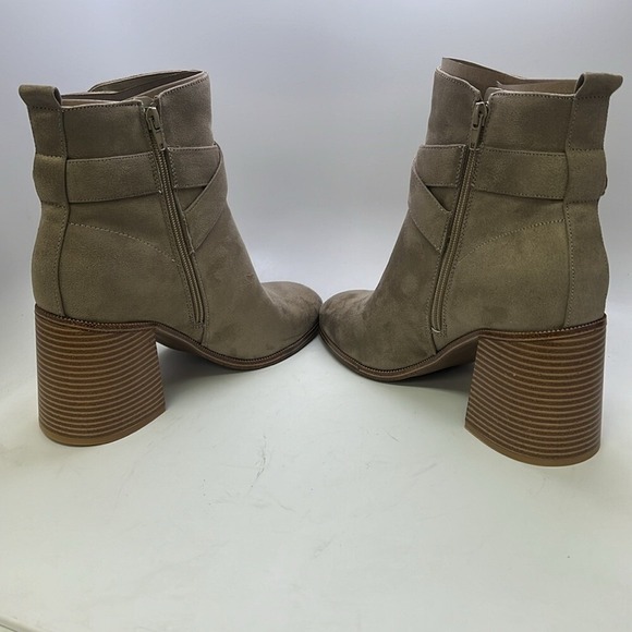 Nine West Taupe Suede Buckle Wrap Block Heel Ankle Boots Womens 11M - Picture 5 of 11
